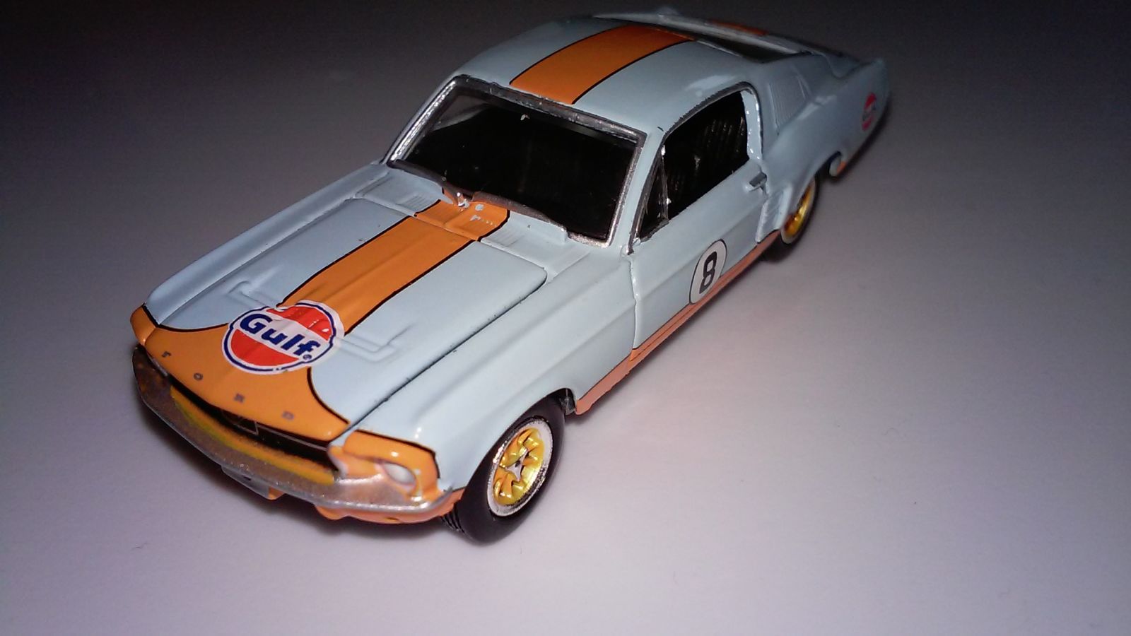 Illustration for article titled Greenlight 1967 Ford Mustang in Gulf livery.