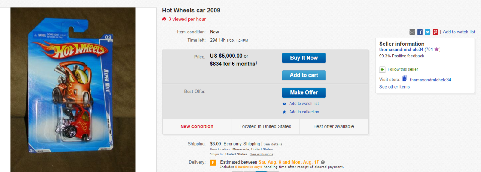 Illustration for article titled EBay Insanity Index (Maybe Your Toy Car Isnt Worth What You Think)
