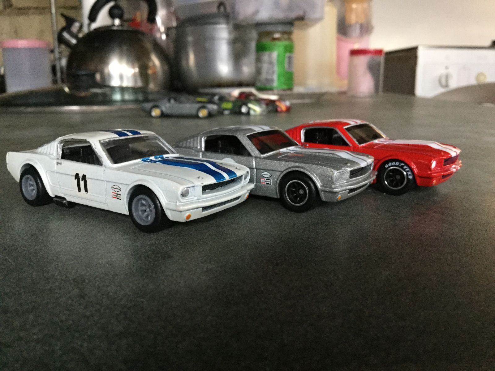 All the 2008 First Editions ‘65 Mustang. I just need the flat black KMart Exclusive. Red one is a WIP