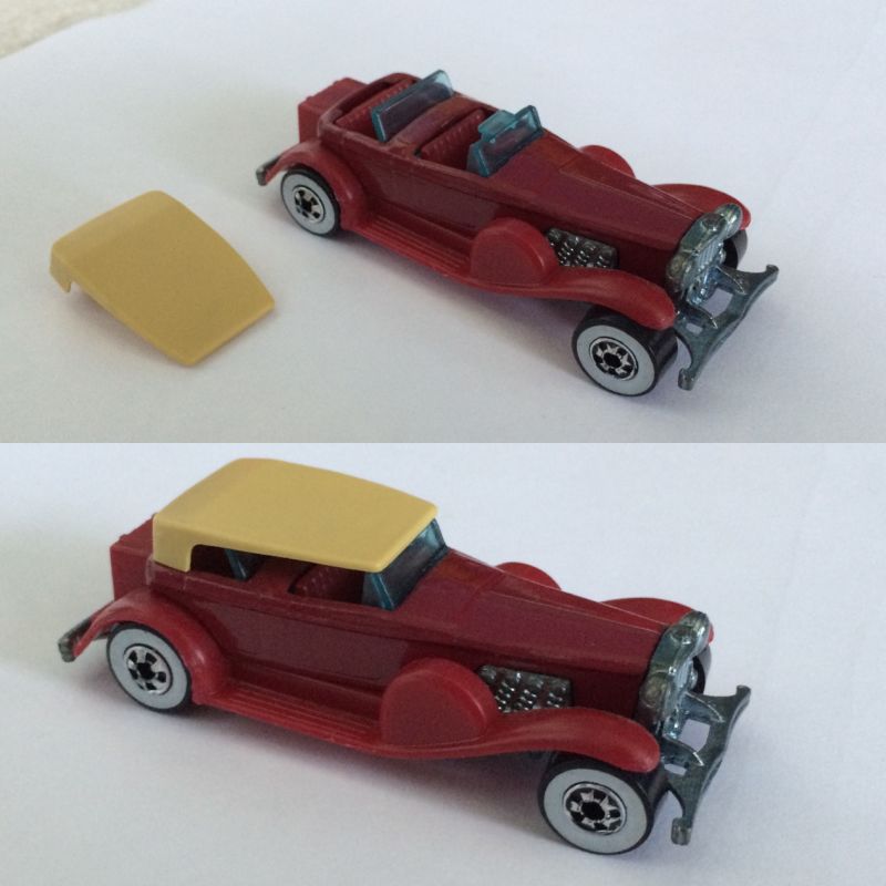 Dusenberg without and with removable roof piece.
