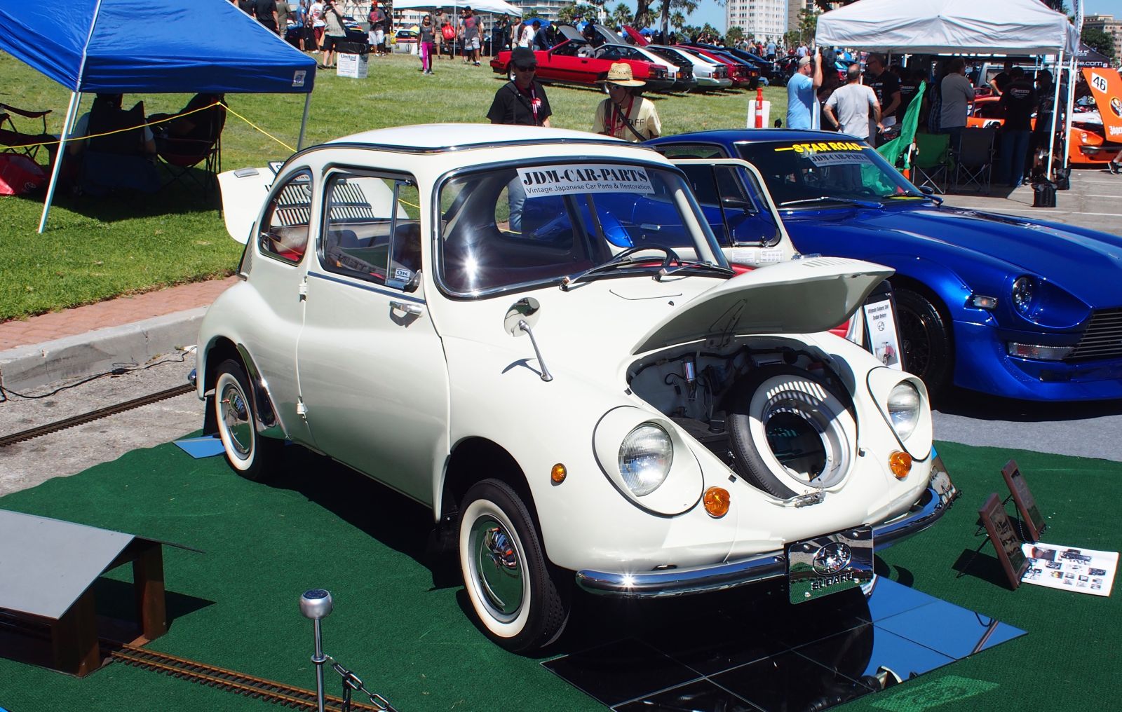 This restored to better than new 1969 Subaru 360 shows up every year to blow my mind.