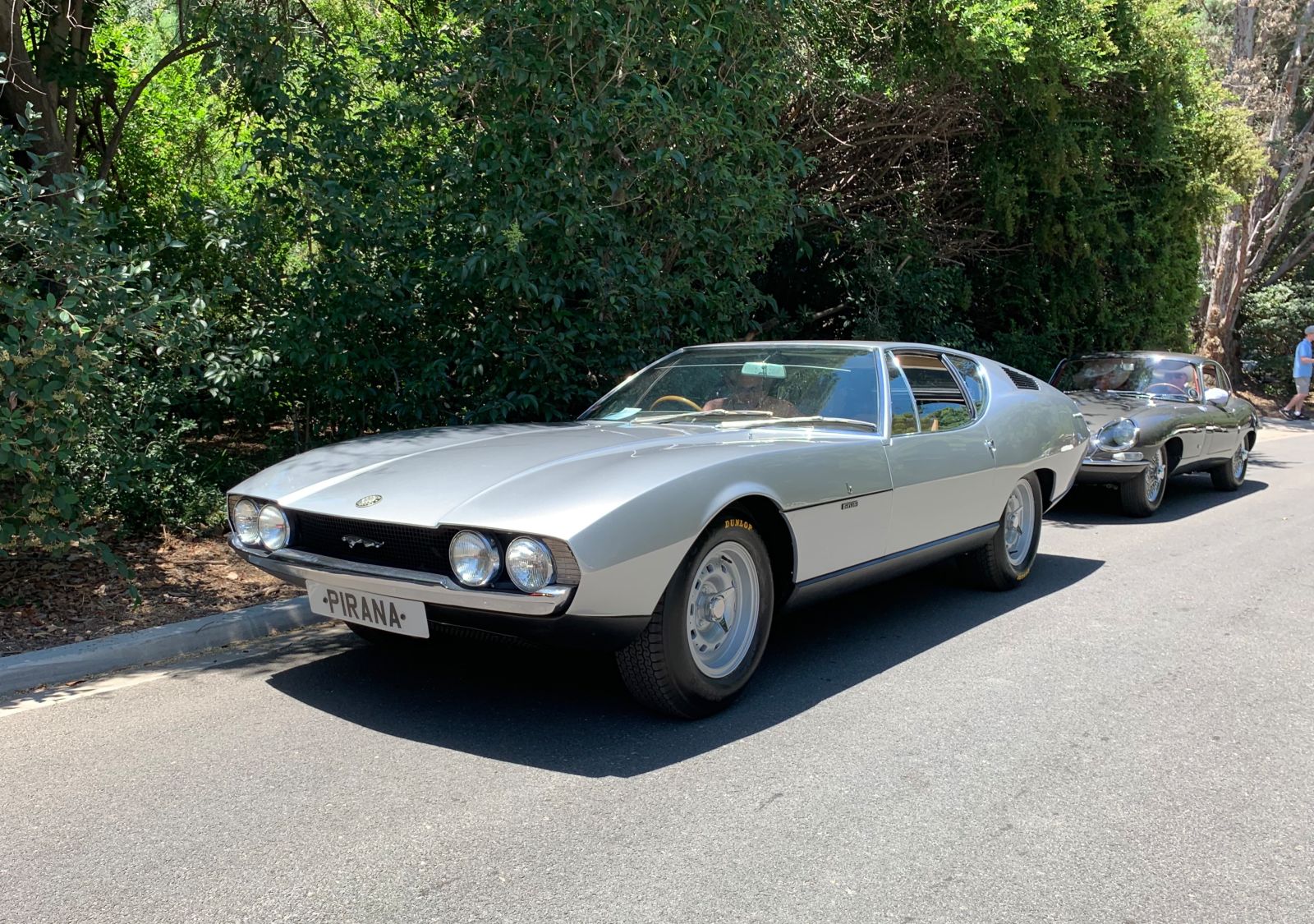 The one and only Jaguar (Bertone) Pirana (sic). This was a concept car built for the 1967 London Motor Show as a sort of Car of the Future. Designed by Marcello Gandini and based on an E-Type, Gandini pretty much recycled the design for the Lamborghini Espada.