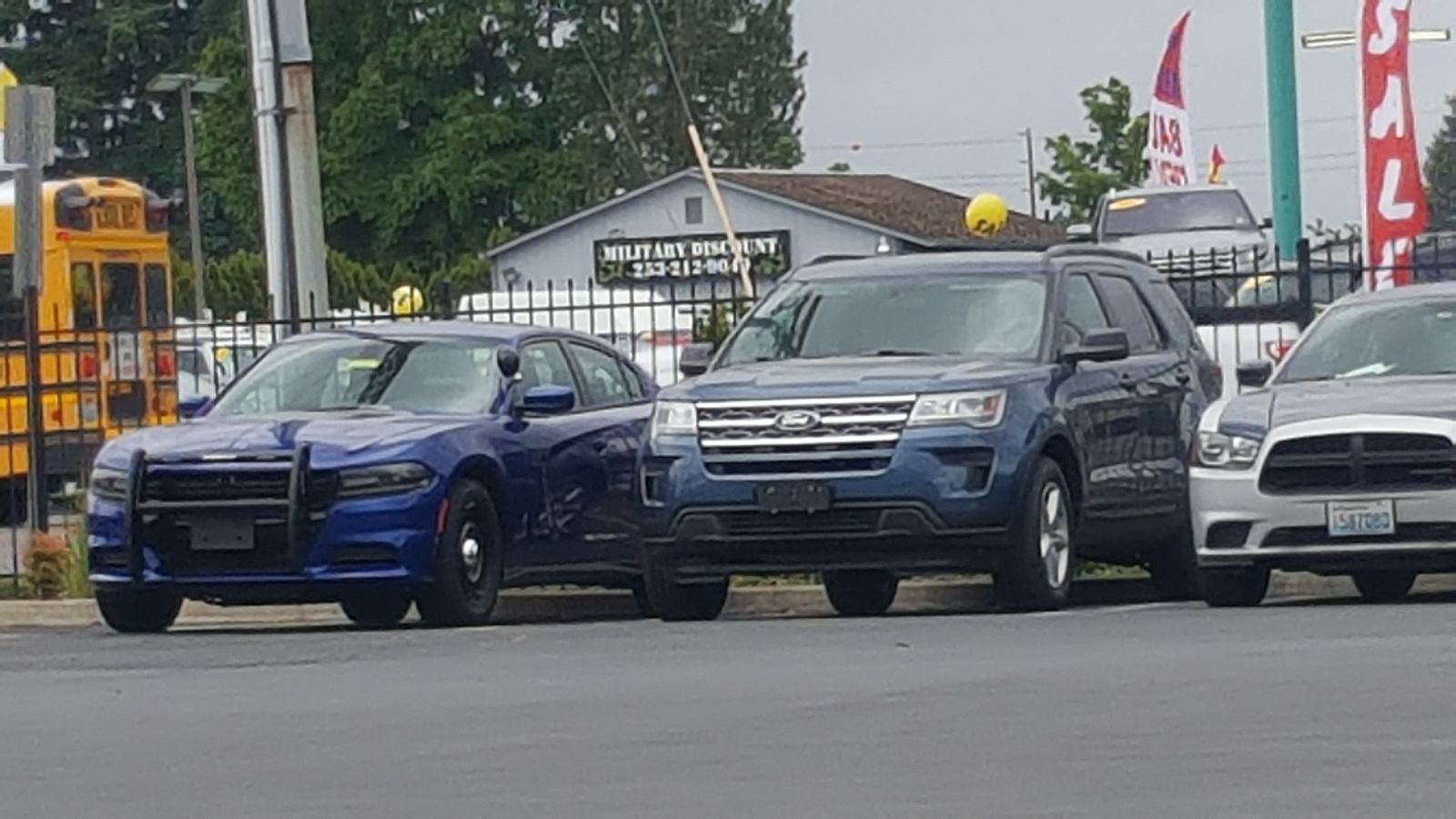 At Systems for Public Safety’s shop, some police vehicles.