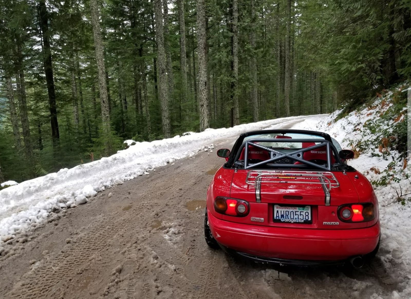 February? Exploring some new roads. This is when I learned that the slushy mud snow stuff is much harder to drive on than powder or crust