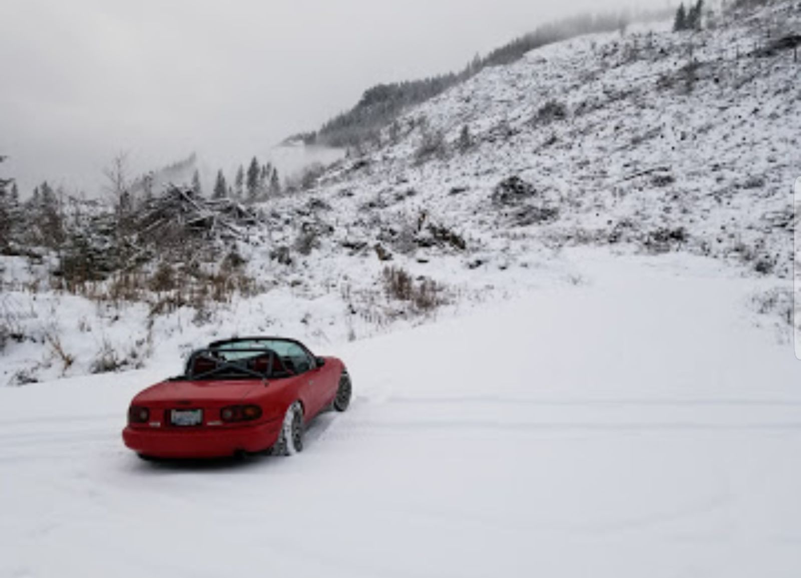 I had just gotten snow tires, and raised my suspension as high as it would go. With basically zero snow driving experience prior to this, I went for the full send