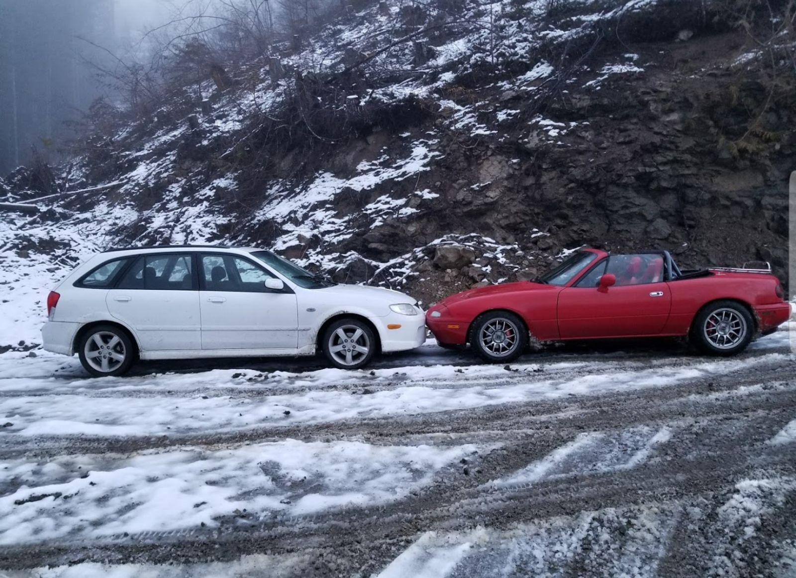 Brought a friend to drift mountain. Our Mazdas got along quite well. However, just minutes after this photo was taken... 
