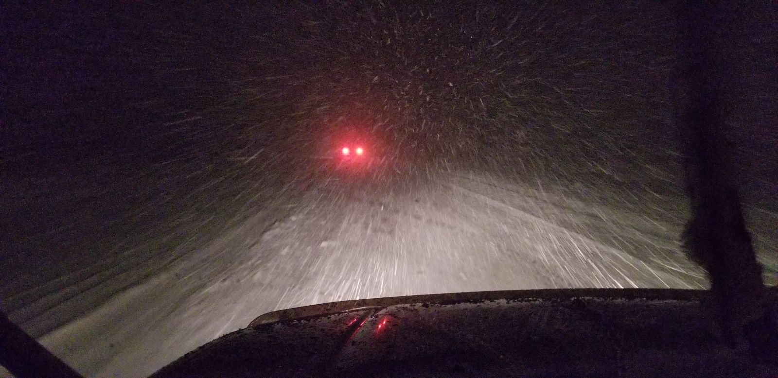 60mph highway and I could barely see 5 ft ahead. No bueno. Definitely never doing this again at night. Well... At least not without a crazy light setup