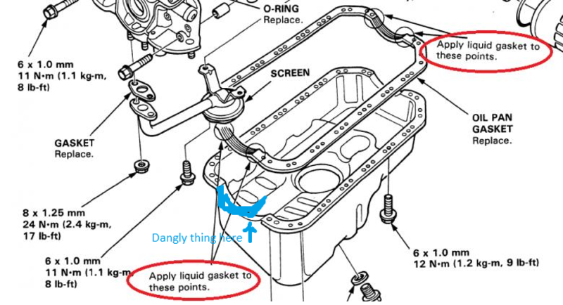 Illustration for article titled 2001 Honda Civic oil pan gasket - rubber thing near the crank?