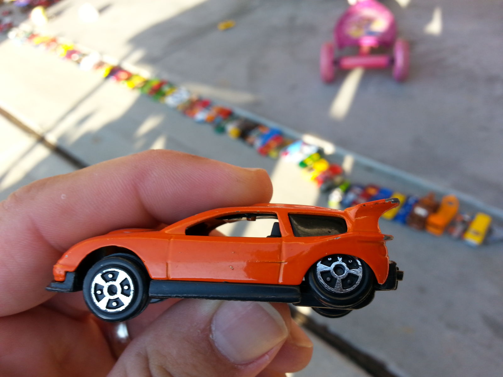 Illustration for article titled Accidentally steps on sons Hotwheels and ruined it.