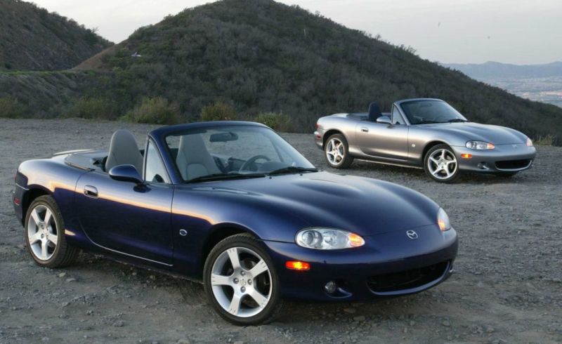 The 2003 Special Edition Miatas. In the back is the Shinsen Version, of which only 1451 were built for the American Market according to Jalopnik.