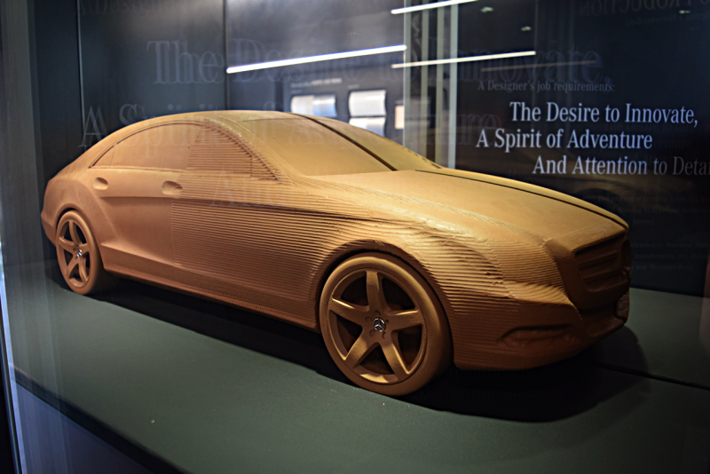 This CLS-Class clay design model could be seen in the “Design Alcove,” showcasing the Mercedes design process, as well as Designo bespoke packages.