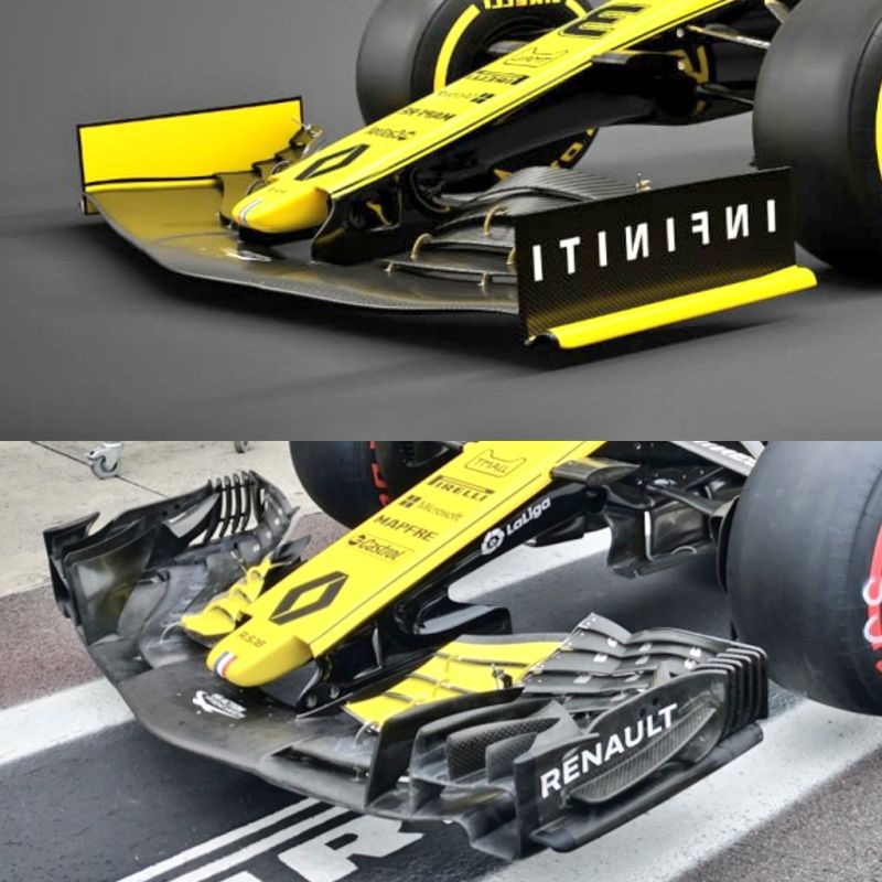 Illustration for article titled 2018 vs 2019 Renault F1 wing