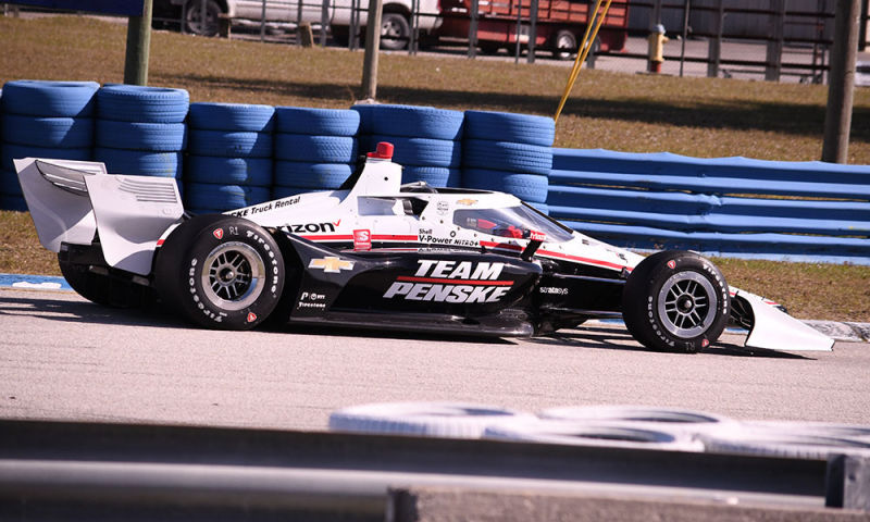 Illustration for article titled Scott Mclaughlin in a Penske Indycar at Sebring