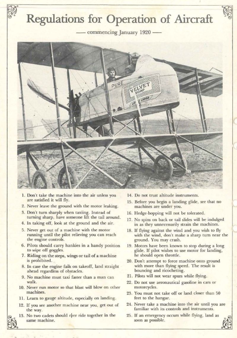 Illustration for article titled Flying regulations, circa 1920