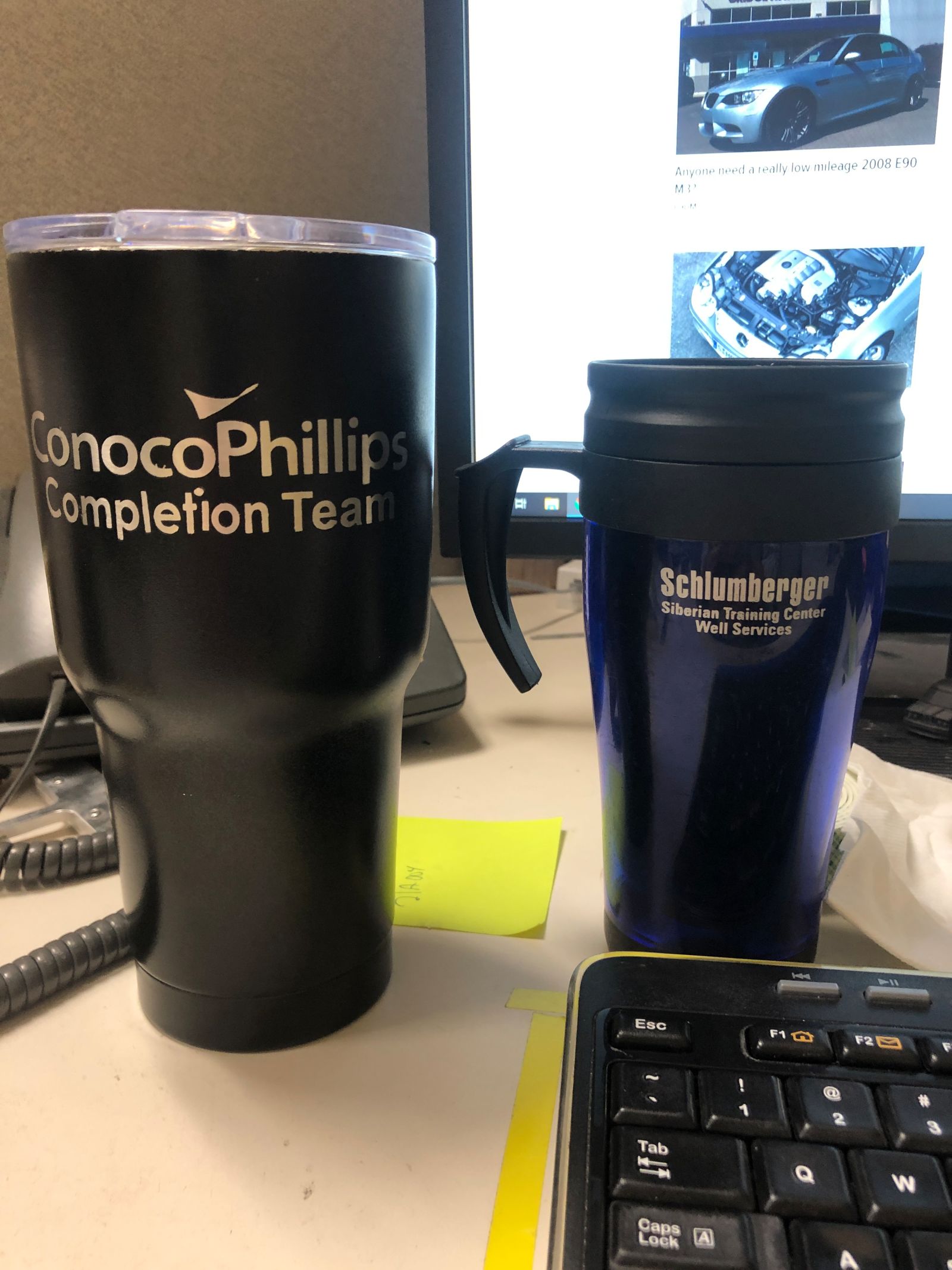 Illustration for article titled Morning oppo, just realized both my work beverage containers today are from another life