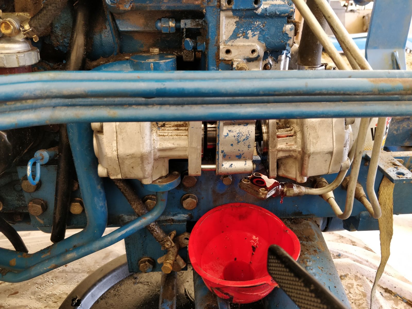 Separating the hydraulic pumps...