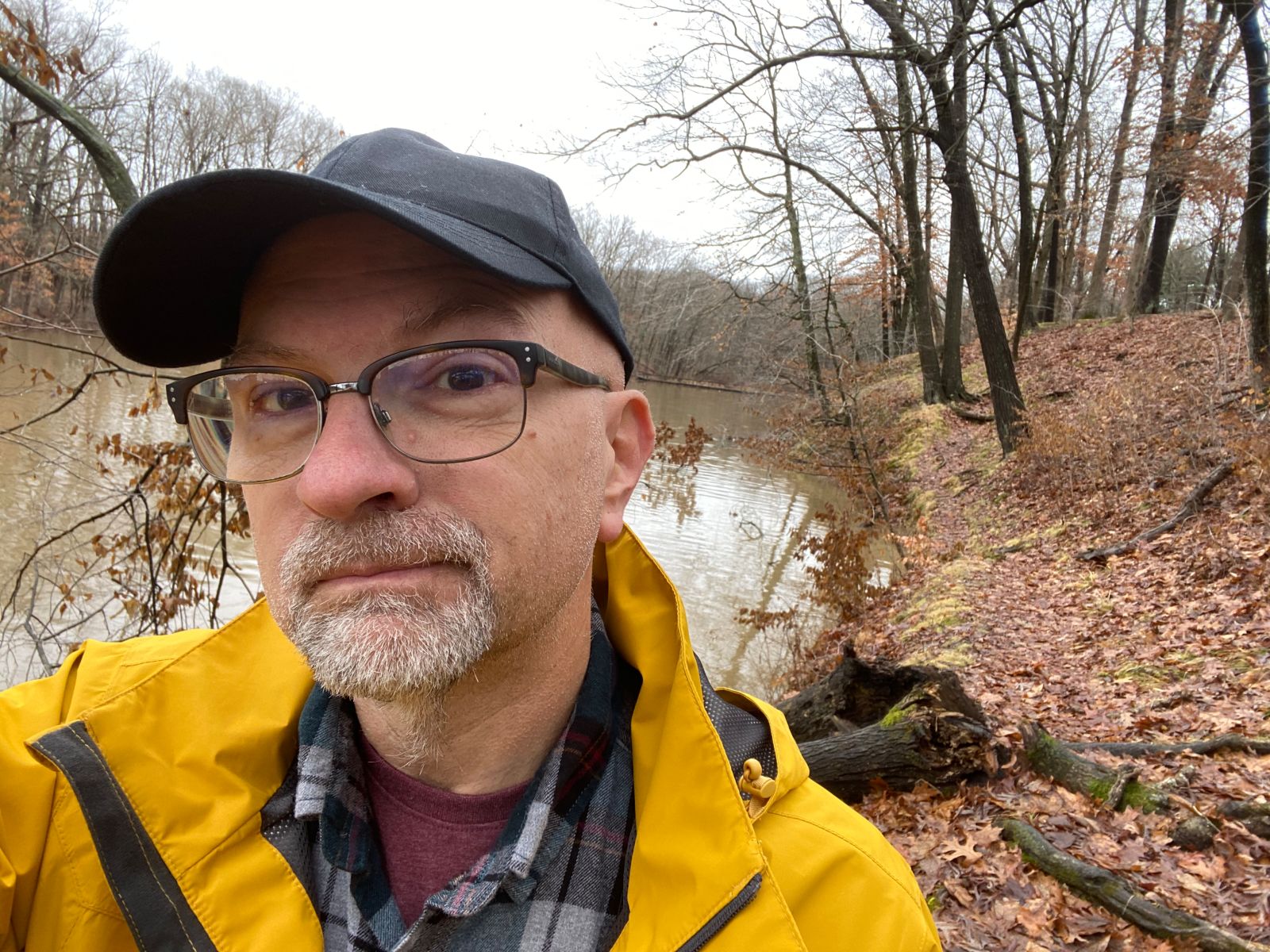 Yours truly on my current-favorite trail, which hugs Lake Shakamak so tightly I got my feet wet on multiple occasions.