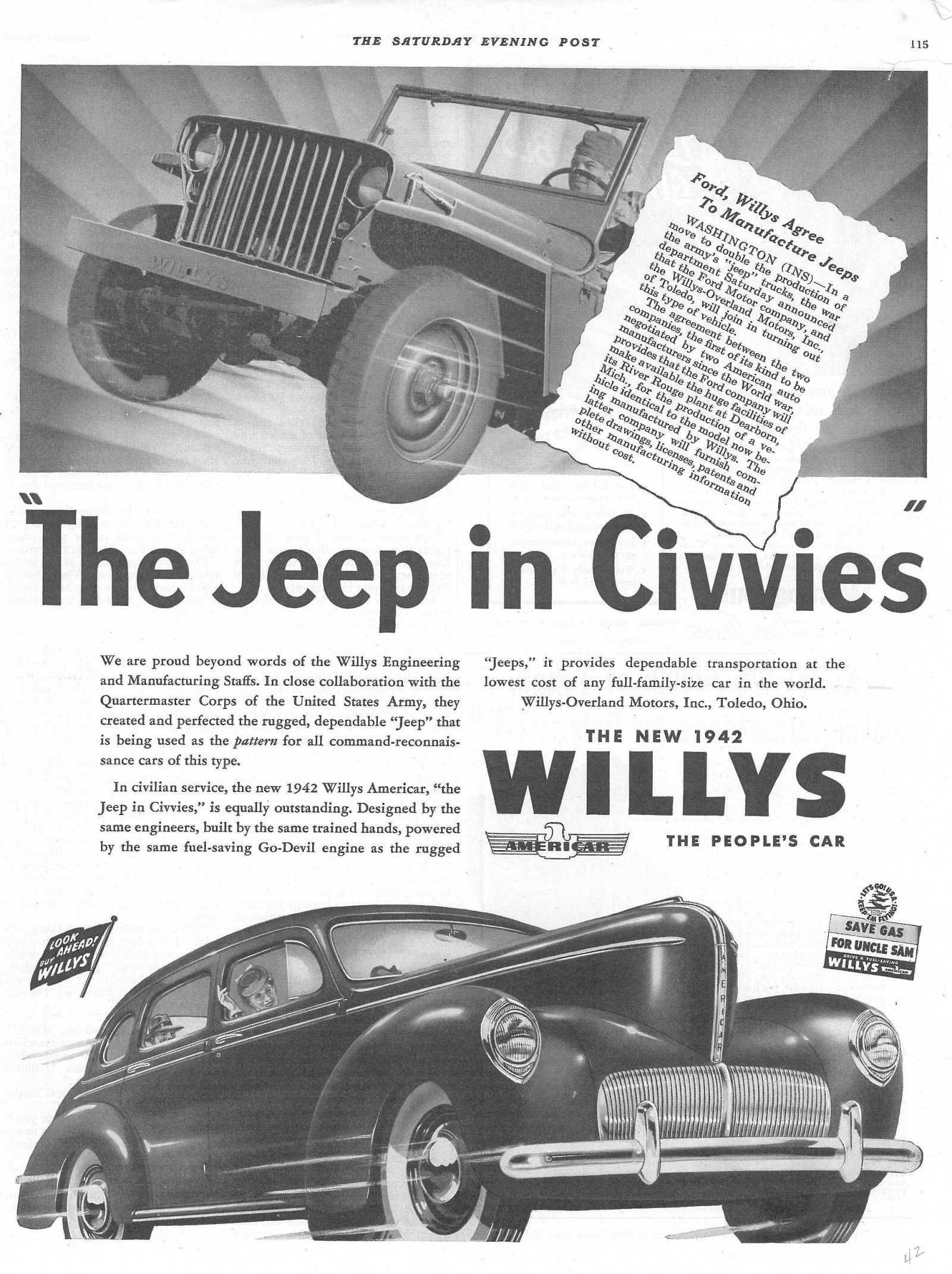 Two particularly noteworthy aspects to this ad: notice the pre-Ford-reworked grille, and where have we seen “The People’s Car” before?