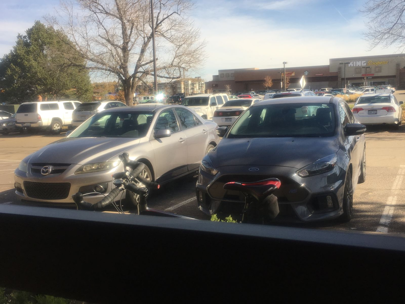 My Mazdaspeed 6 found a fellow turbo AWD parking pal in this Focus RS.