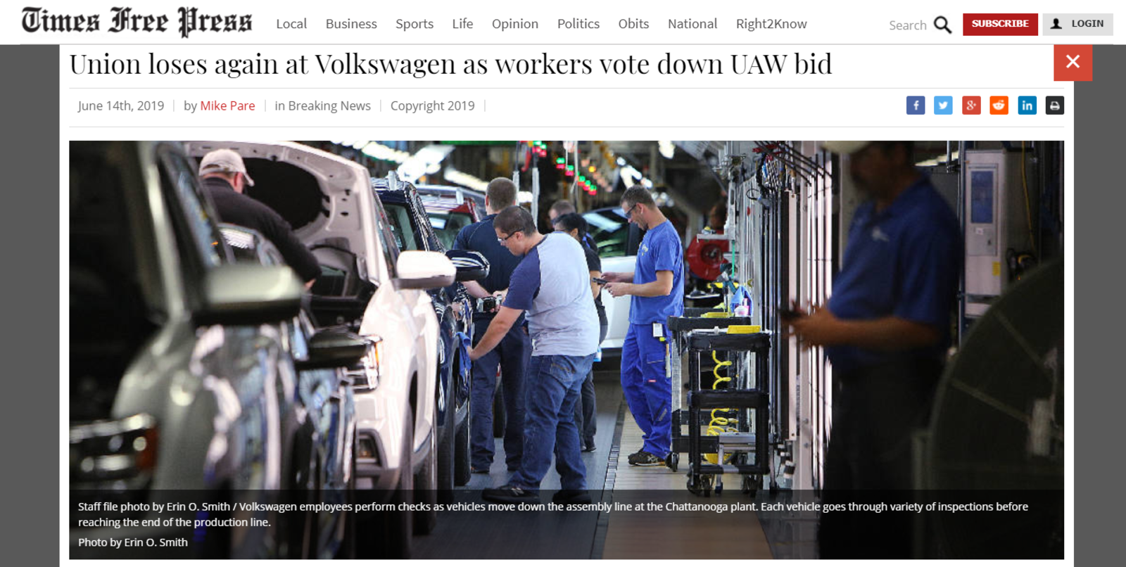 Illustration for article titled Volkswagen USA Workers Vote Against UAW Representation