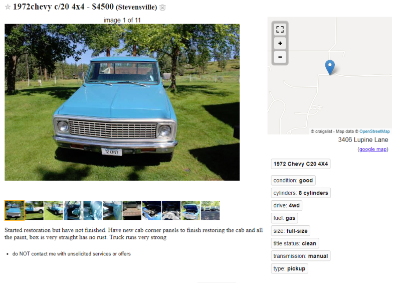 Illustration for article titled Found on Montana Craigslist: Chevy Combo Edition