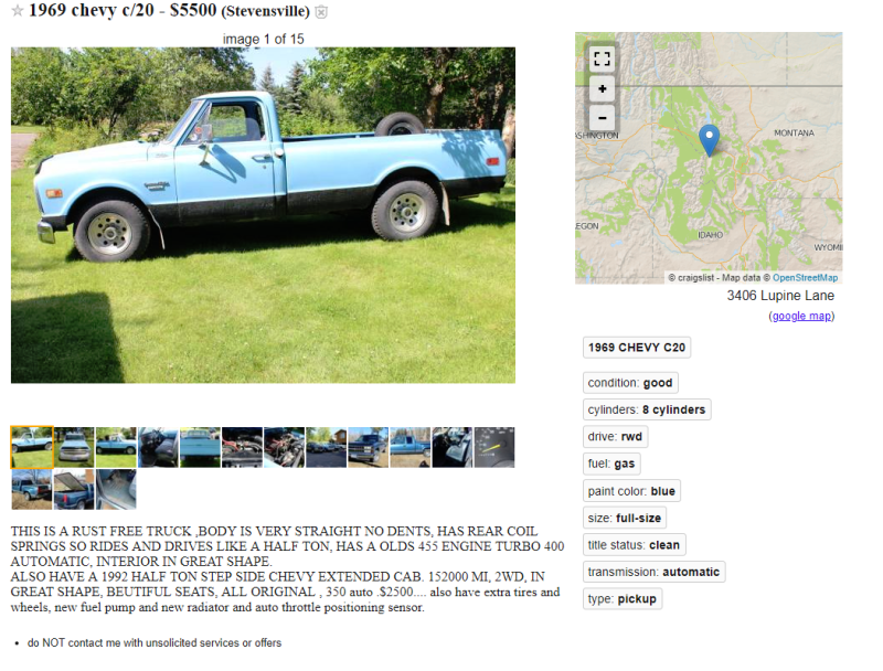 Illustration for article titled Found on Montana Craigslist: Chevy Combo Edition
