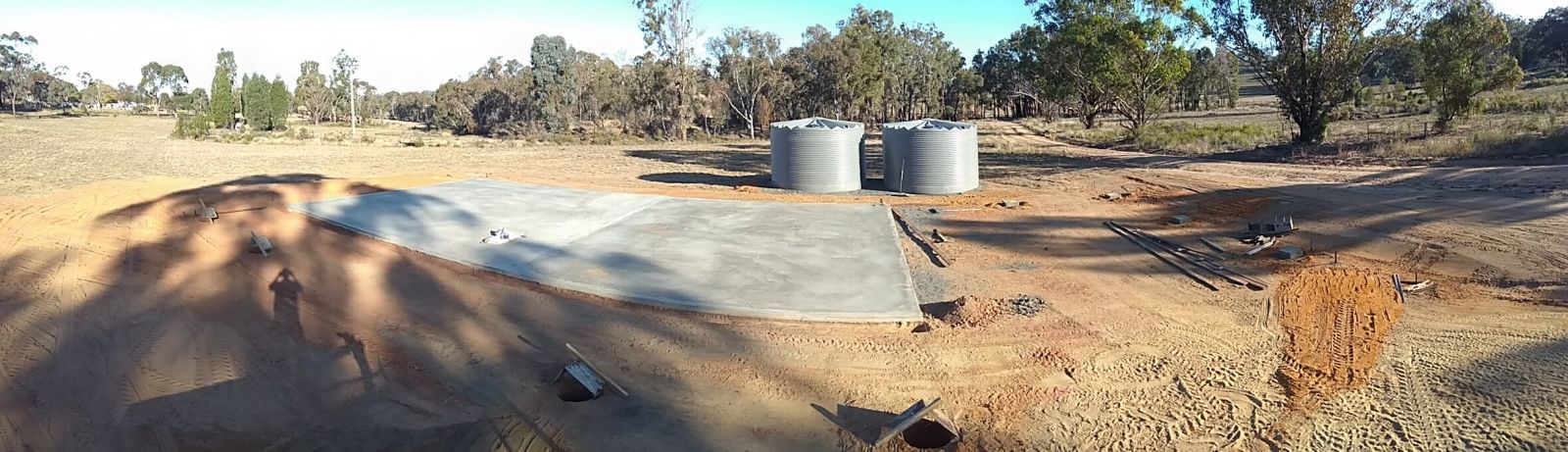 Main shed slab with new tanks...apron slab in the foreground still to be formed