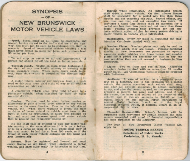 Illustration for article titled 1935 New Brunswick Drivers Handbook