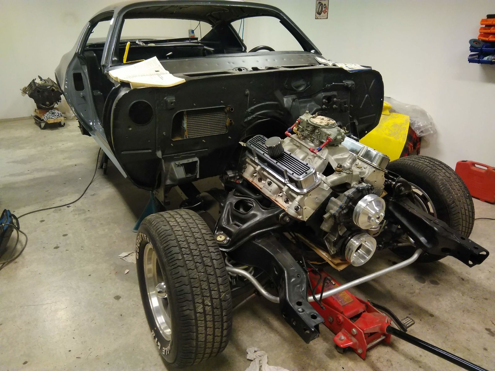 Installing engine in subframe and subframe on car is not the easiest thing to do on your own.