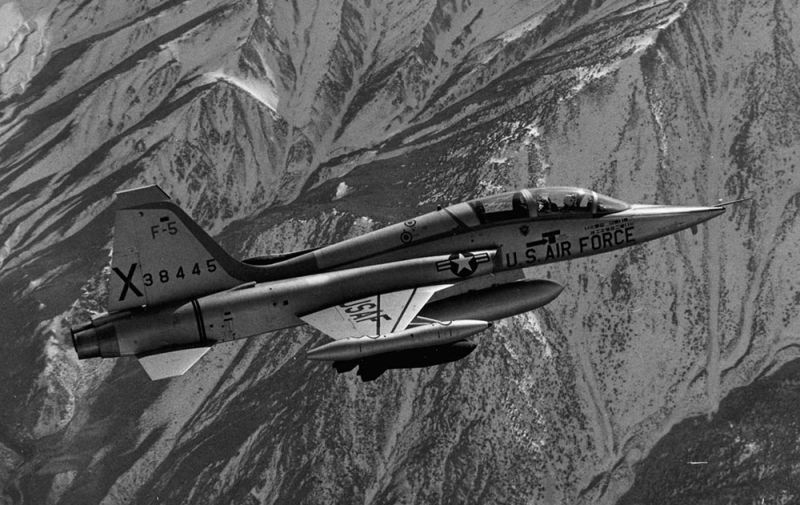 The two-seat F-5B, which was later developed into the remarkably successful T-38 Talon trainer