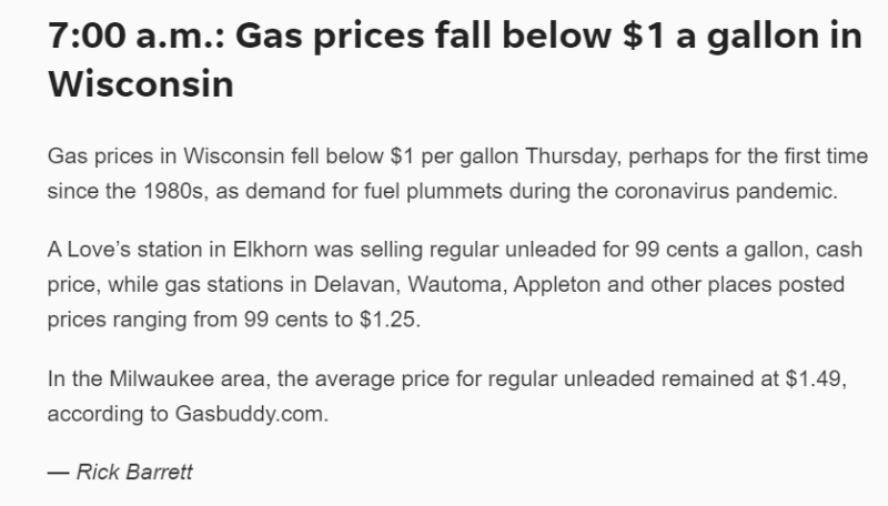 Illustration for article titled It happened, gas under $1