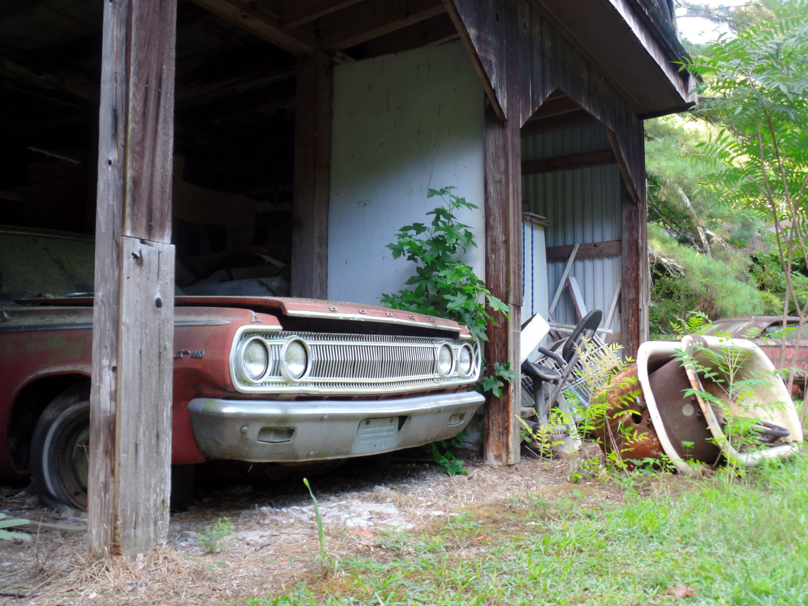 Big Detroit sedans are some of the most common vehicles in the yard. This old Dodge looks pretty sad to be on its own.