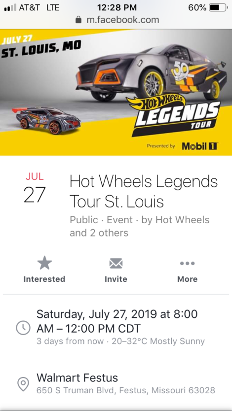 Illustration for article titled Hotwheels Legends Tour St. Louis this Saturday