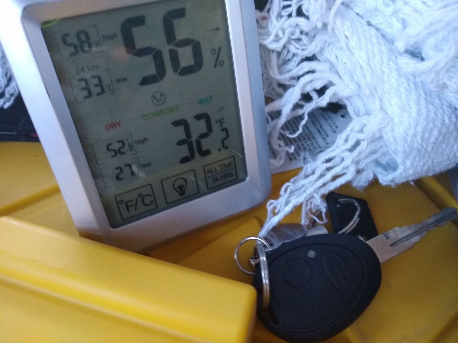 Looks like the coldest it got in the car was 27F, which given it was around 18 out I think I can live with. Heater got it up to 52F which I am pretty happy with.