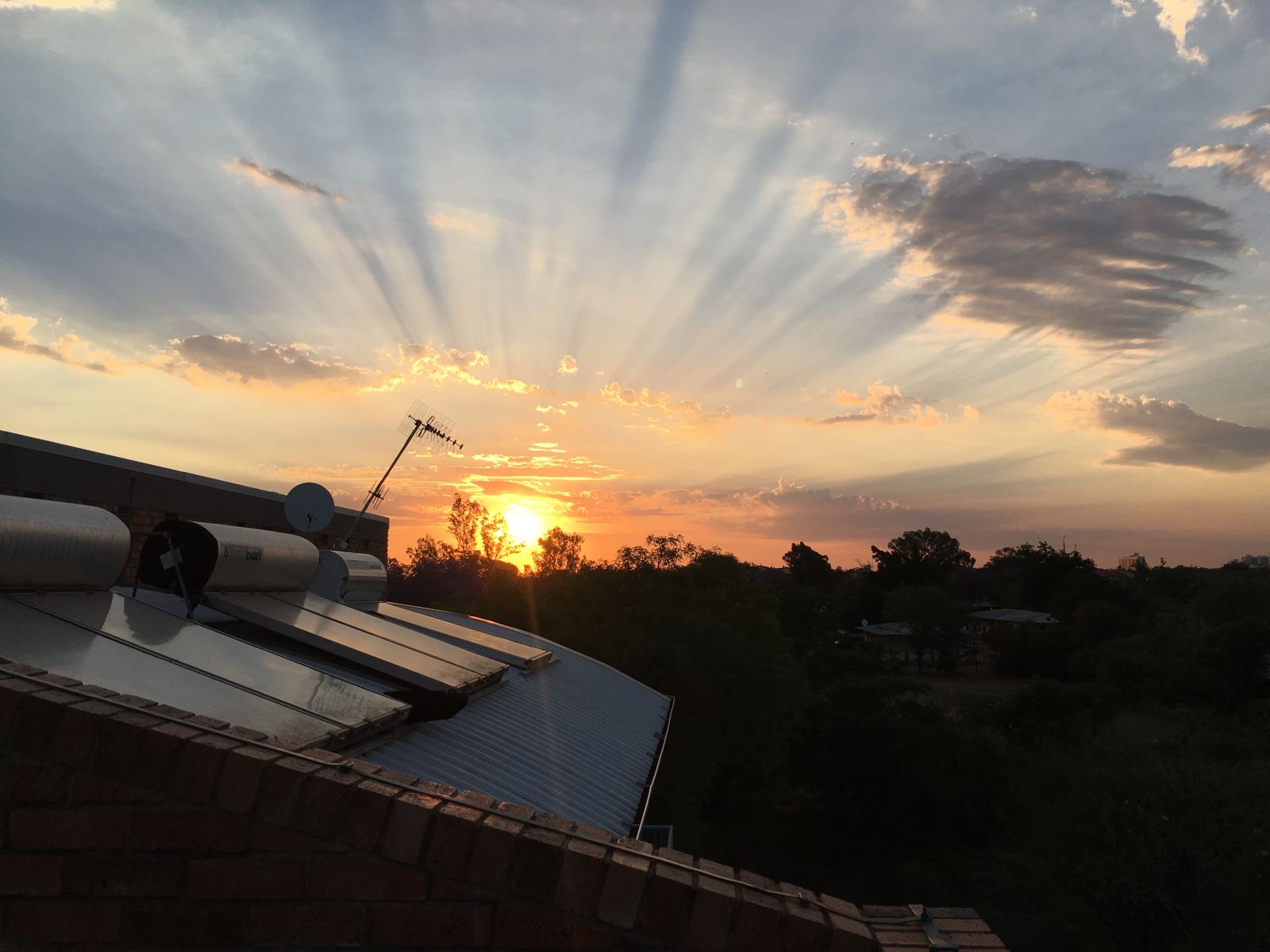 A sunset view from our front deck in Gaborone. 