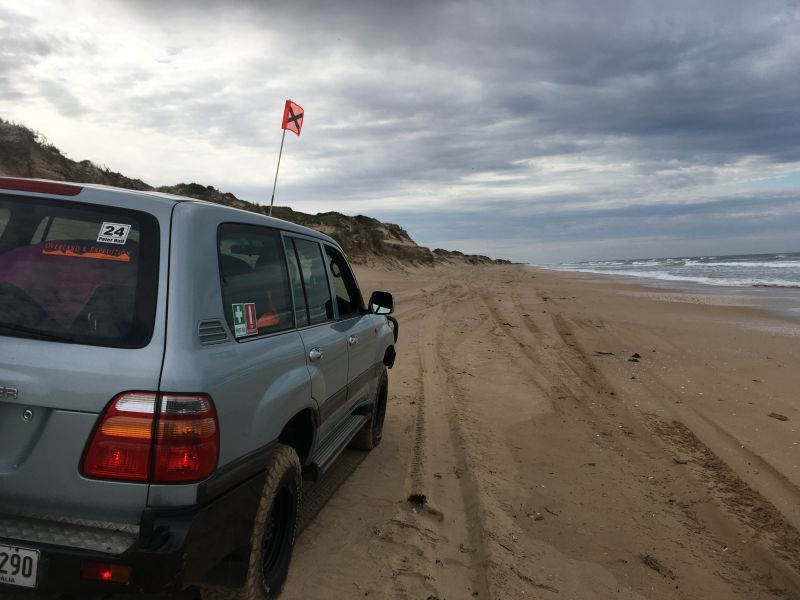 The Dakar-winning 105, contemplating the vast expanse of the Southern Ocean.