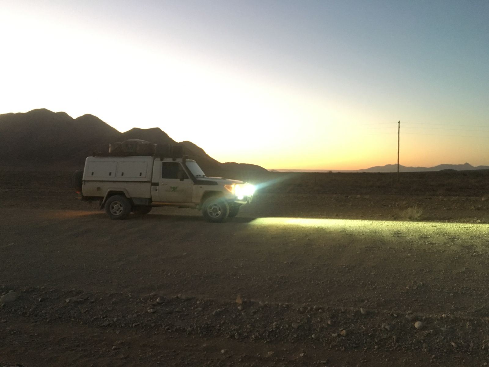 Dusk - Namibia. Lightforce spot lights were unbelievable.