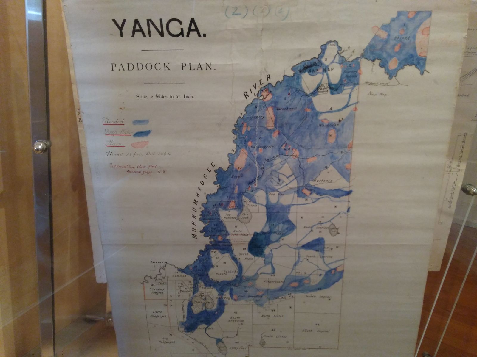 Everything in blue used to get flooded. Yanga Homestead is in the bottom left