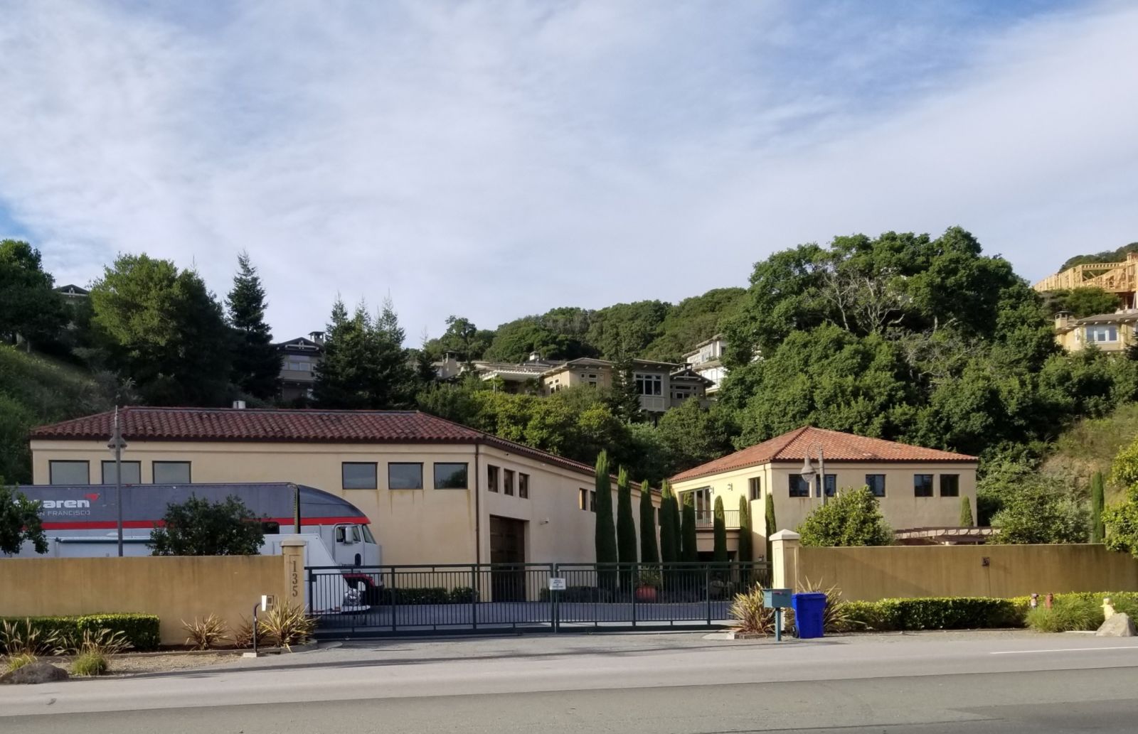 We walked by the Tom Price car compound, I heard this is his office and maintenance facility. Who knows where he keeps all his cars, like the Ferrari GTO. 