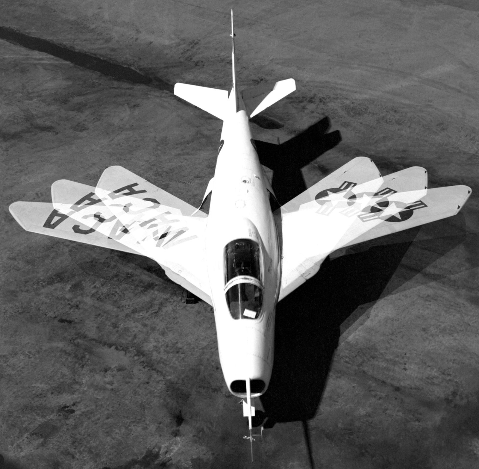 Composite photo showing the X-5&#39;s wings at all three possible positions