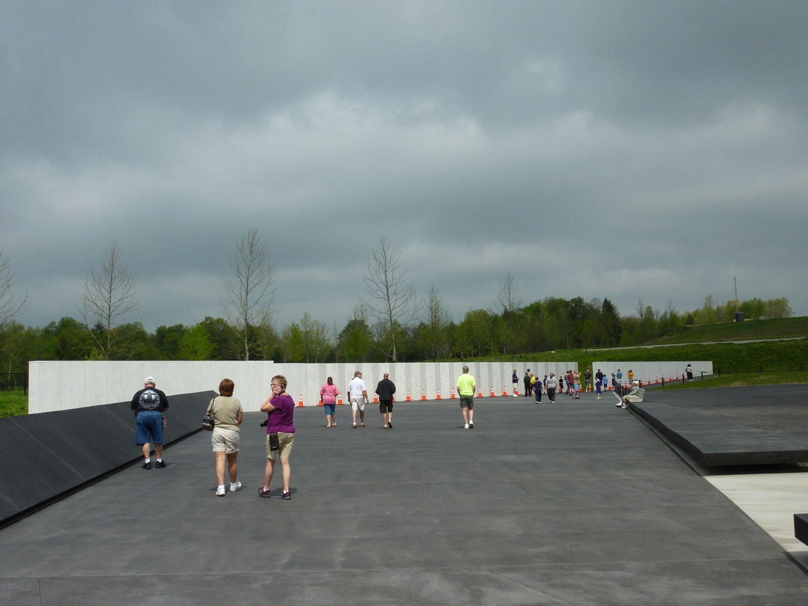The black granite Memorial Plaza and white marble Wall of Names at the Flight 93 National Memorial