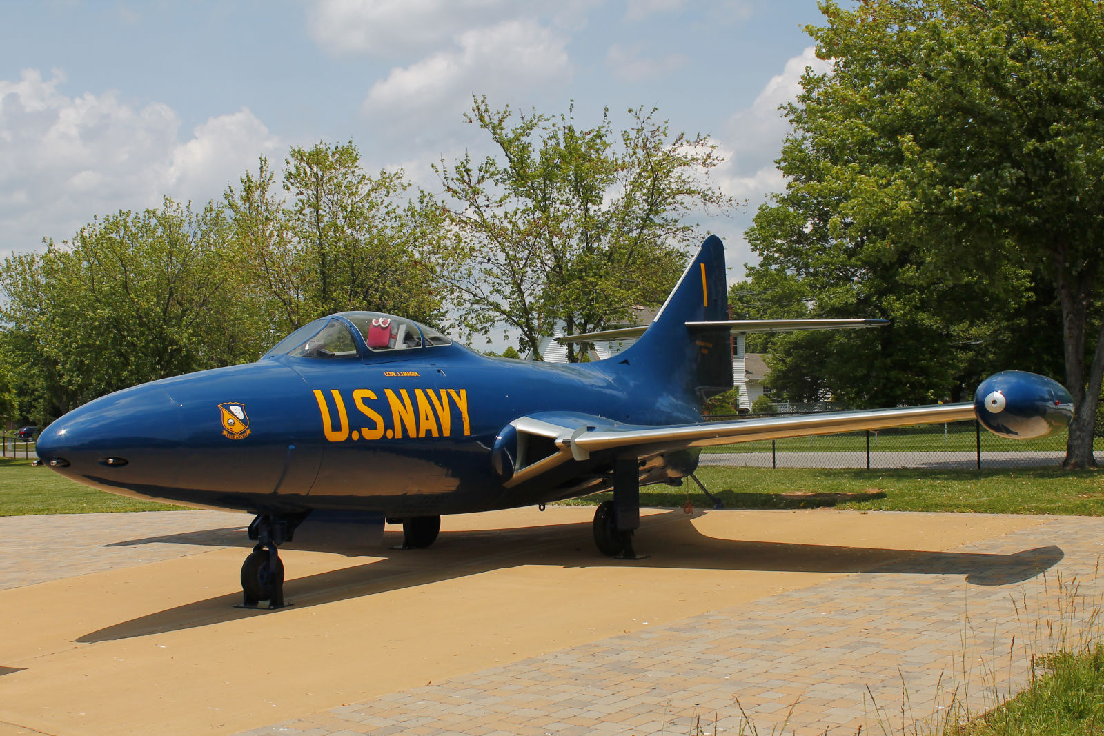 A retired F9F-5, painted as Blue Angel #1