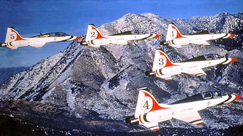 In 1974, at the height of the oil crisis, the team switched to the T-38 Talon trainer