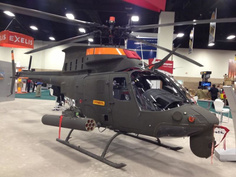 The OH-58F prototype at an expo