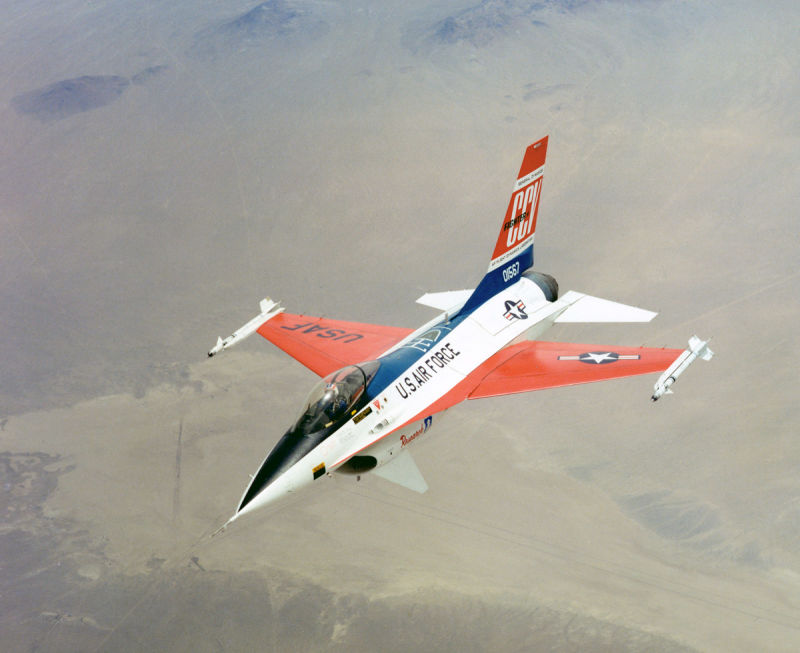 The YF-16 CCV in flight