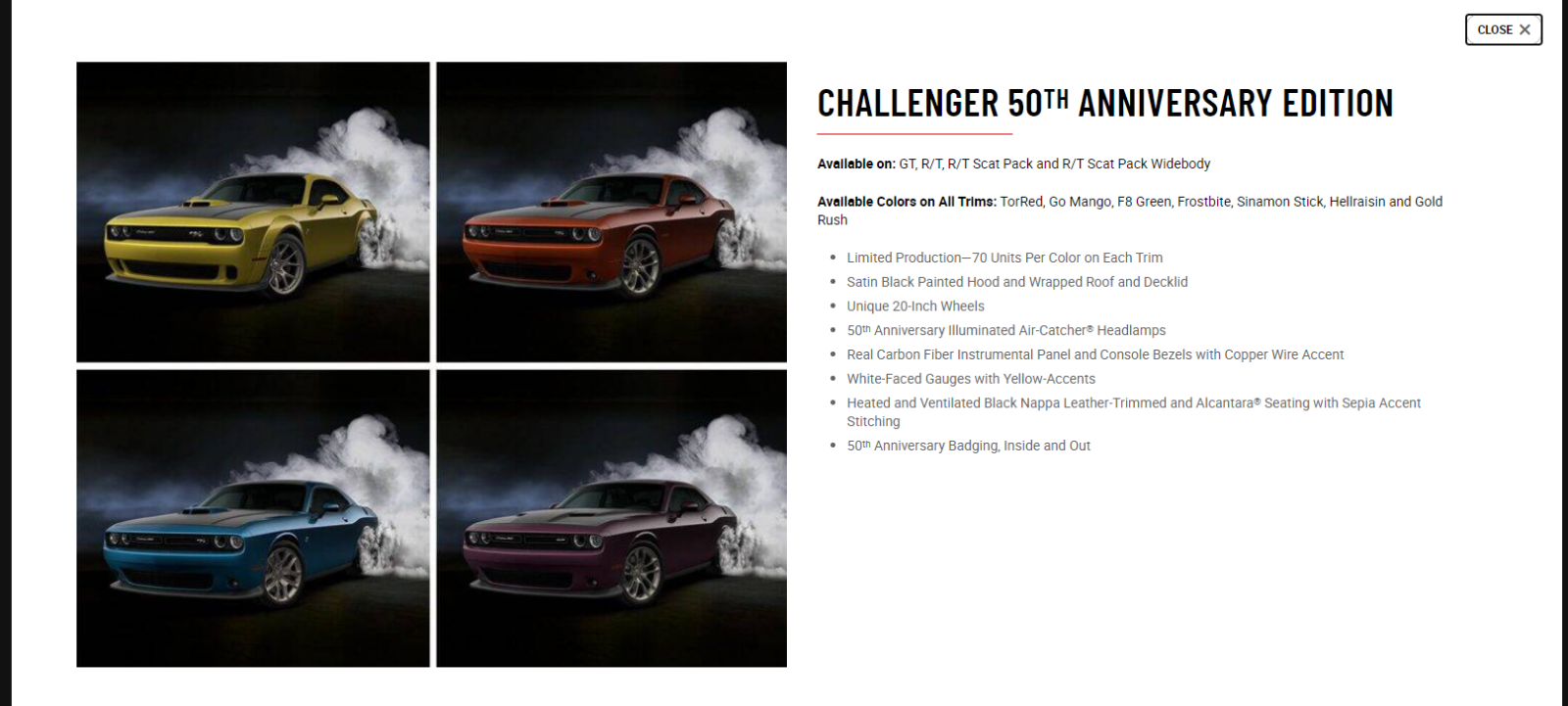 Illustration for article titled Dodge Celebrates 50 Years of L-Platform Challenger Production