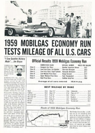 Illustration for article titled Heres a 1959 DeSoto participating in the Mobilgas Economy Run.