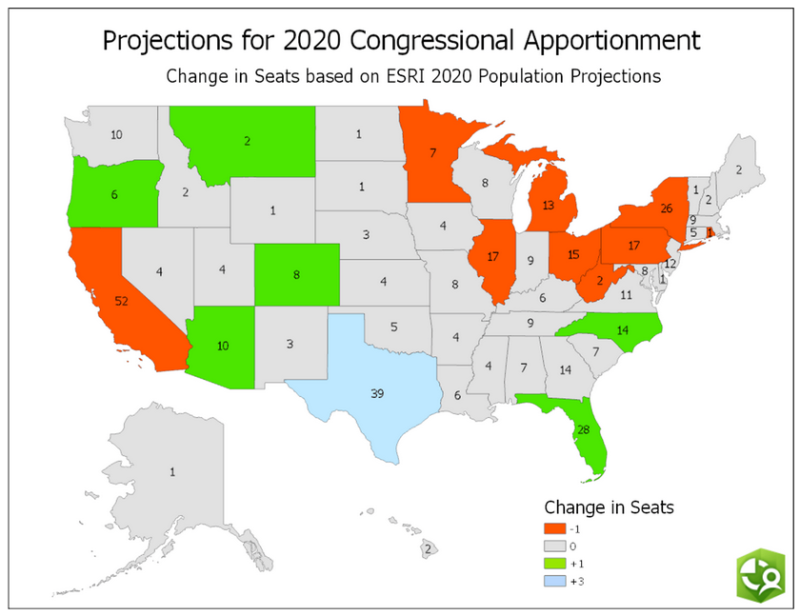 Illustration for article titled Projected Gain/Loss of Congressional Seats After 2020 Census