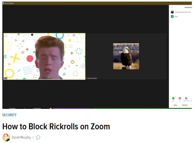 Illustration for article titled Zoom Rickrolls are a thing?