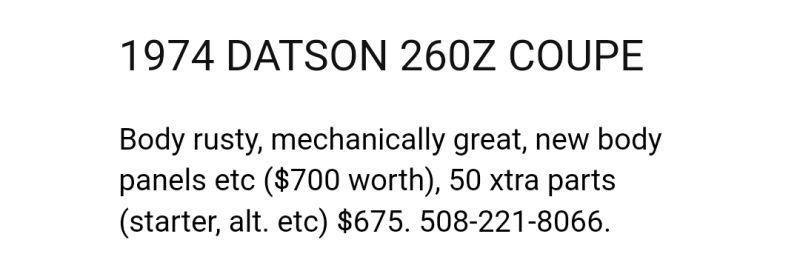 Just how bad is the body that a “mechanically great” 260z is only worth $675?